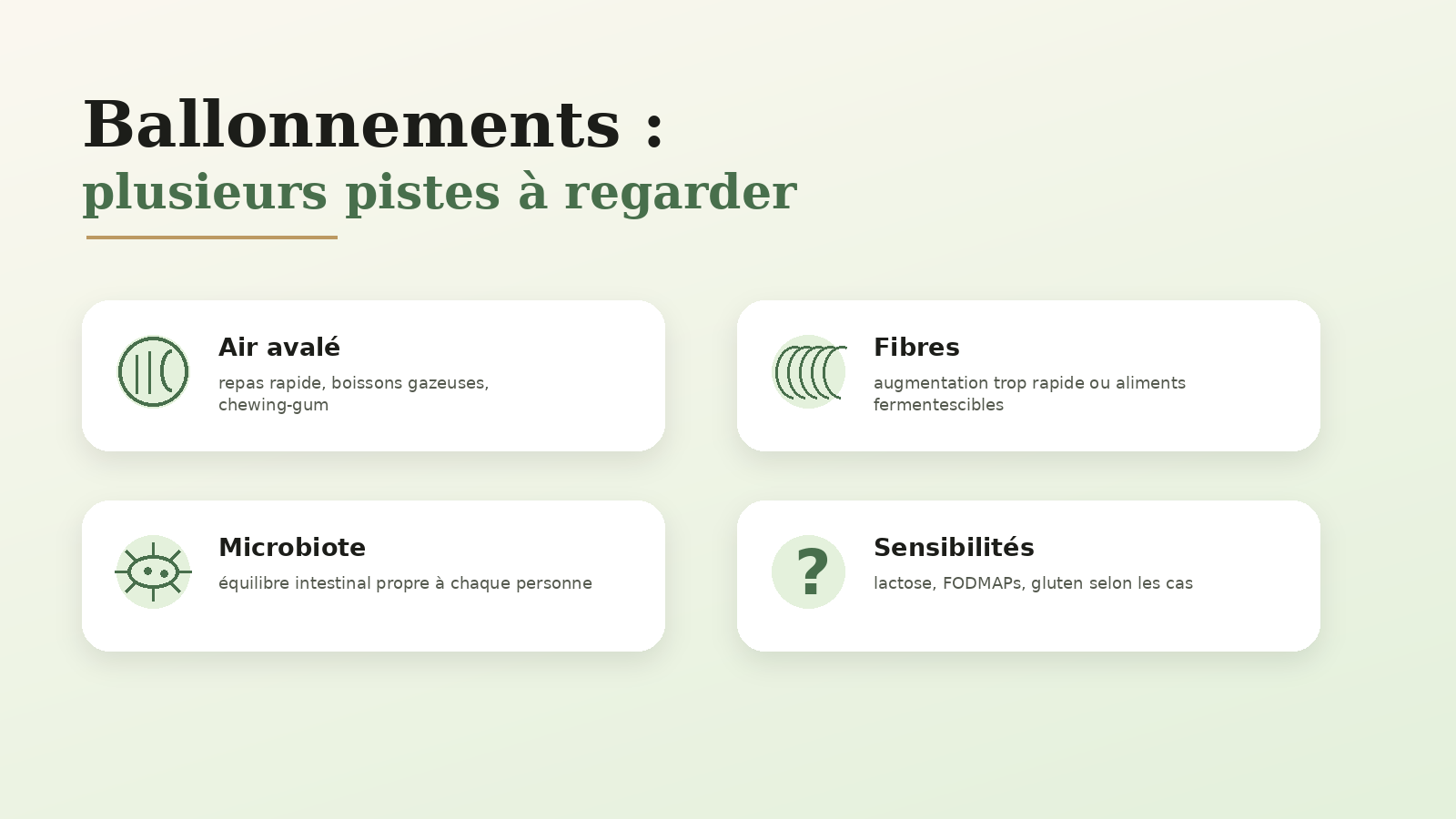 Ballonnements fibres probiotiques enzymes et digestion