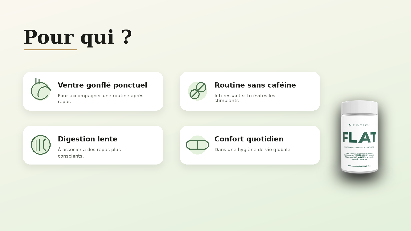 FLAT It Works pour routine digestion ventre gonflé et confort après repas