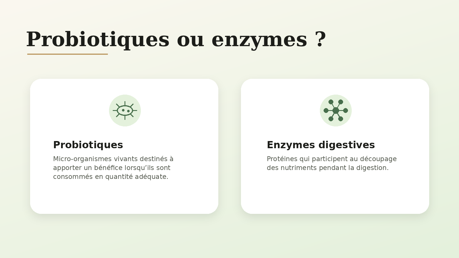 Différence entre probiotiques et enzymes digestives